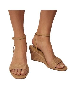 Joie Lila Wedge Leather Sandals Women’s Tan Size 8.5